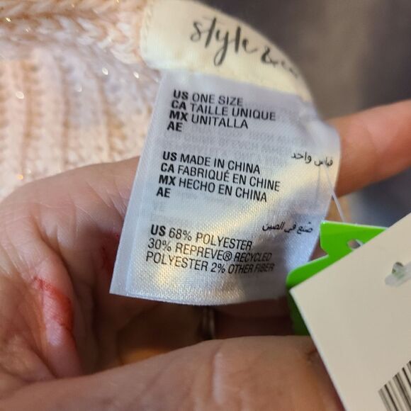 Style & Co Pink Metallic Threaded Scarf & Beanie - Picture 8 of 9